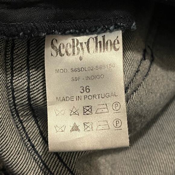 See By Chloe Denim Long Sleeve Jumpsuit Romper - Picture 5 of 8